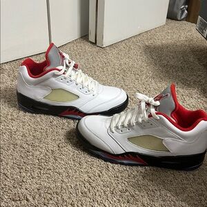 Jordan Men's White and Red Sneakers